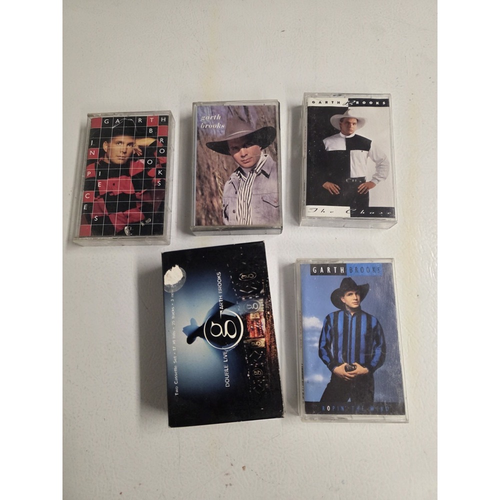 Garth Brooks Cassette Tape Lot 6 Ropin Wind Chase In Pieces Double Live